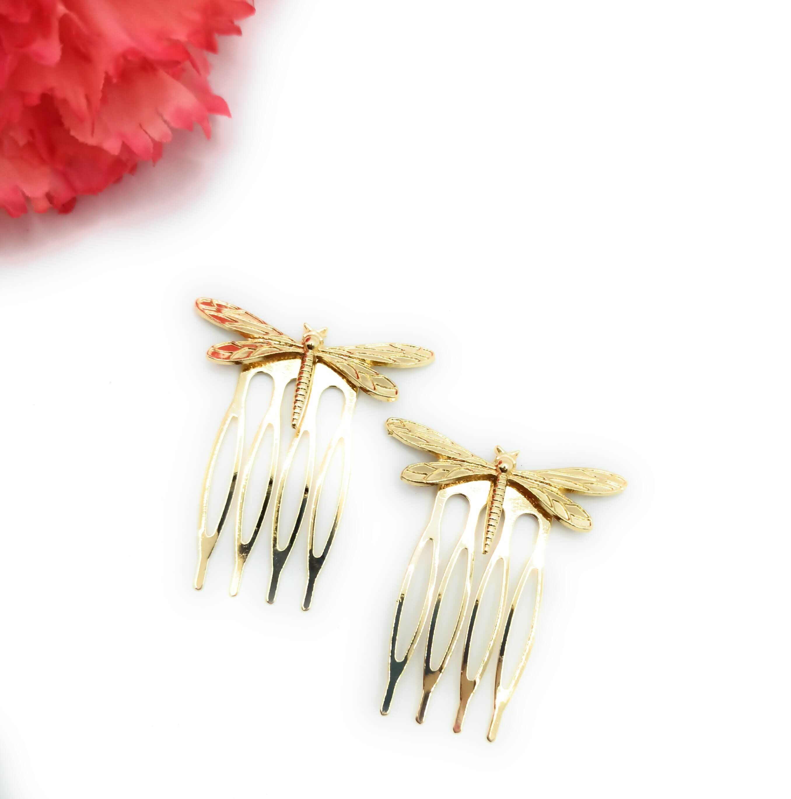 Piccoli pettini dorati · Libellule taglia S (confezione da 2 unità)