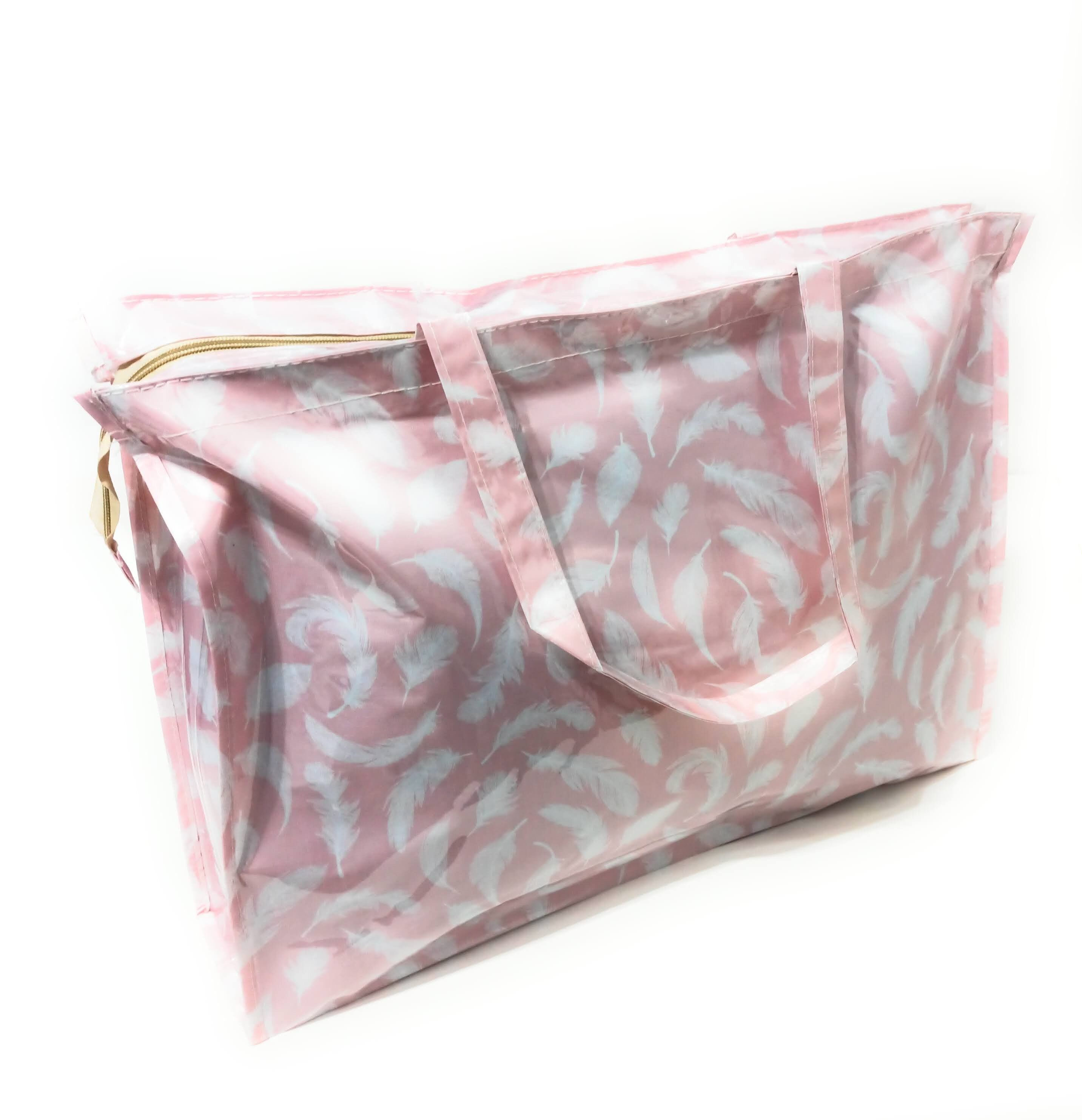 Borsa da spiaggia grande in plastica riciclata · Piume (ultima unità!) 