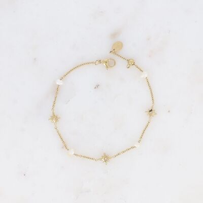 Pulsera Zela - perlas de agua dulce y estrellas del norte con óxido de circonio