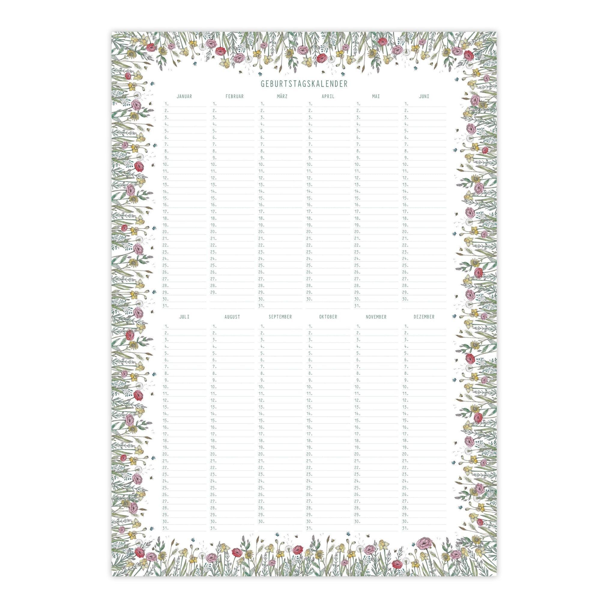 Calendario compleanno – prato fiorito