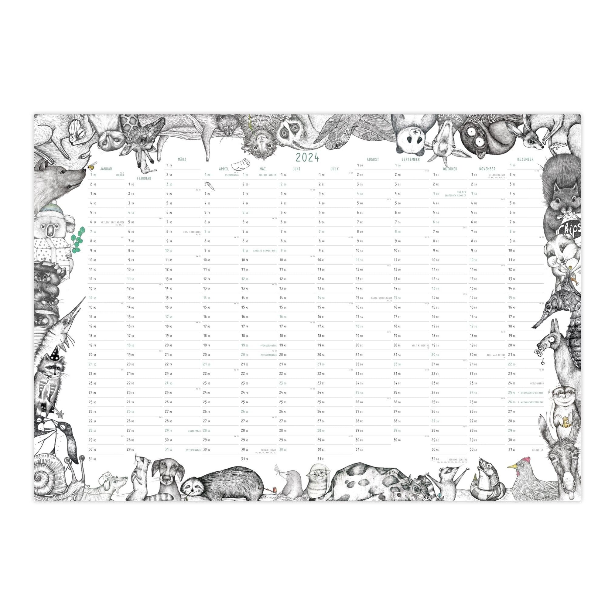 Calendario da parete 2024 – trambusto degli animali