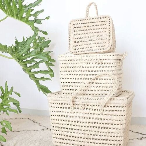 Handwoven Wicker Basket - Palm Leaf Storage Basket