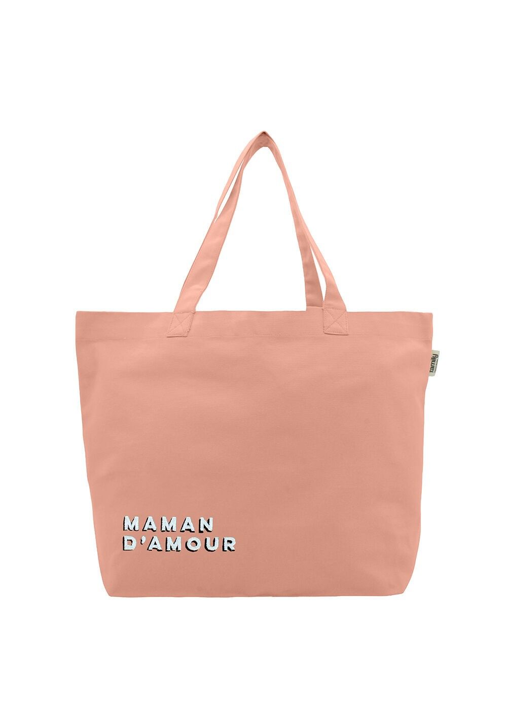 Borsa shopping rosa ricamata MOM OF LOVE