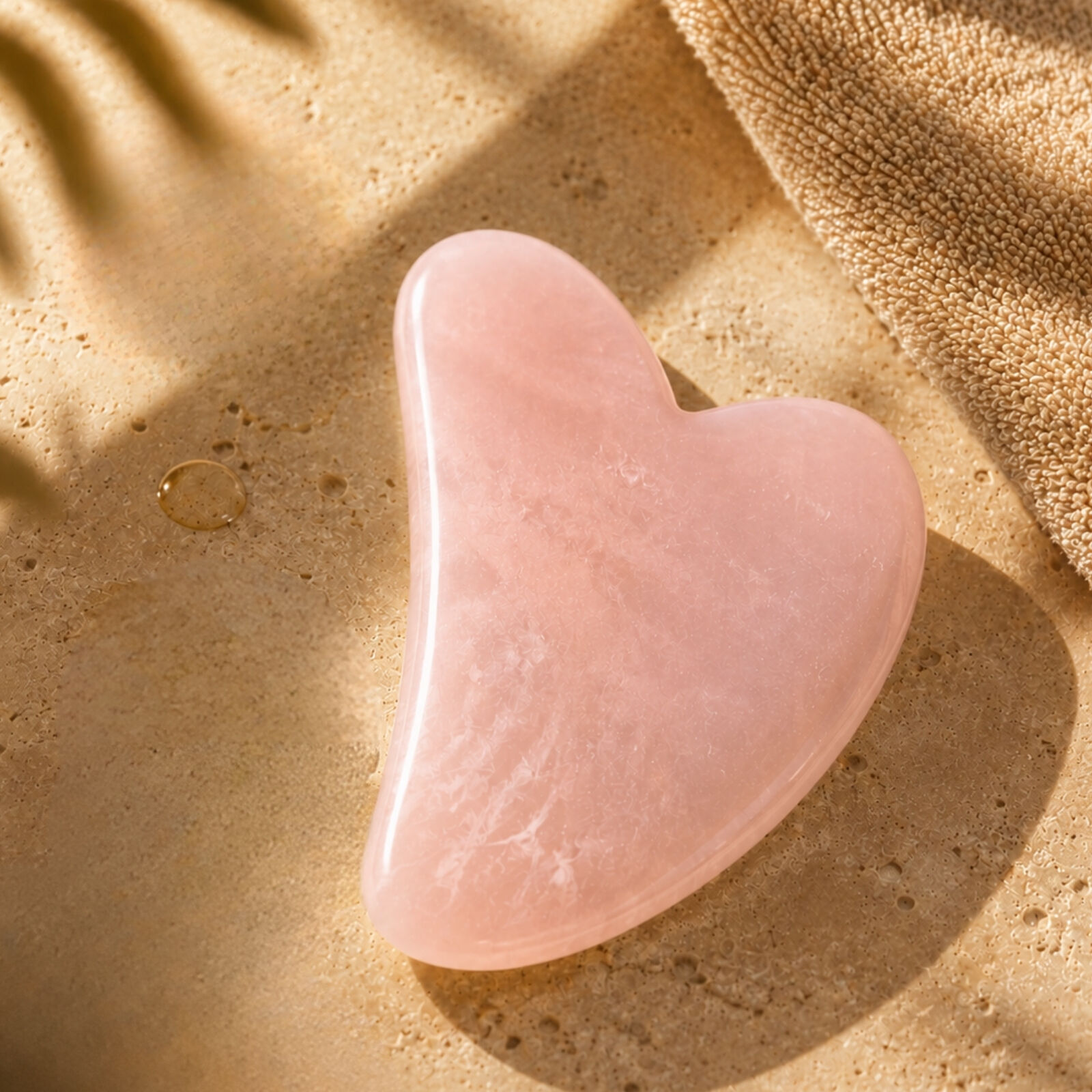 Gua Sha Rose Quartz – Natural Stone Face Massager – Face Care Accessories – Lifting – Anti Wrinkle Fine Lines – Cotton Cover Provided