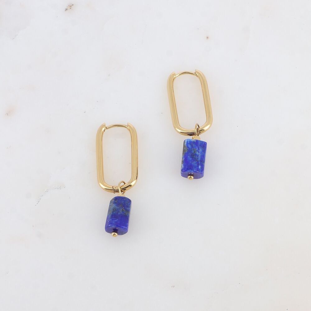 Aaliyo Creolen aus Stahl – Anhänger aus Naturstein