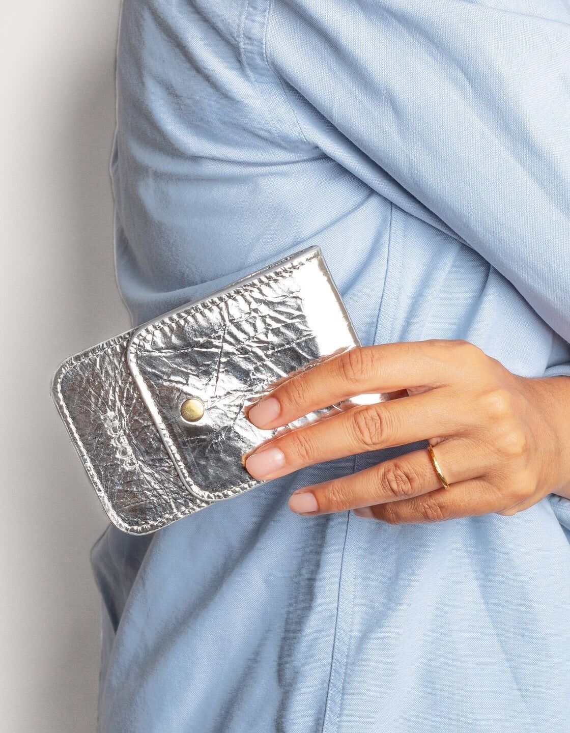 Portamonete e portacarte in pelle - Argento