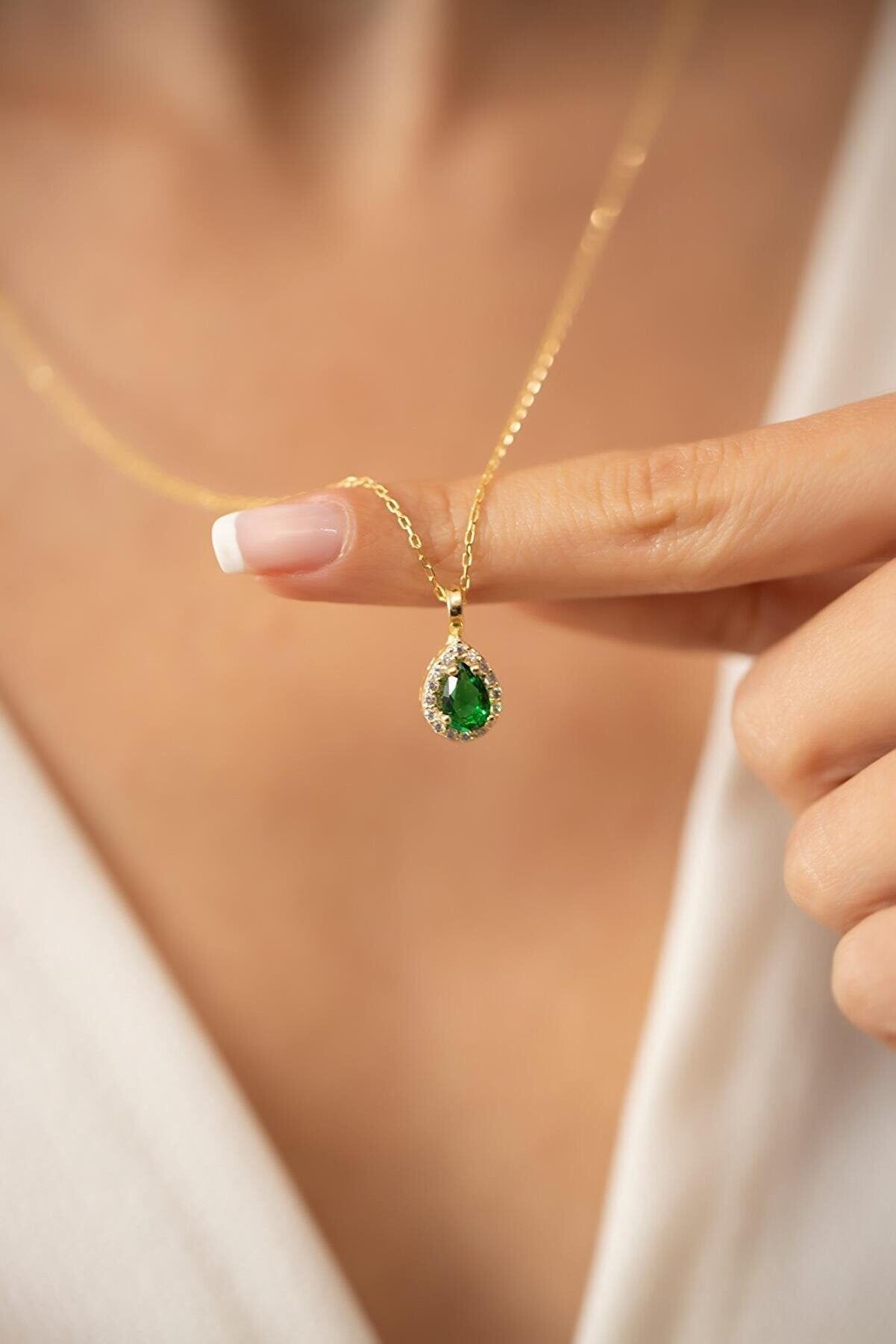 CATENA GOCCIA SMERALDO ORO