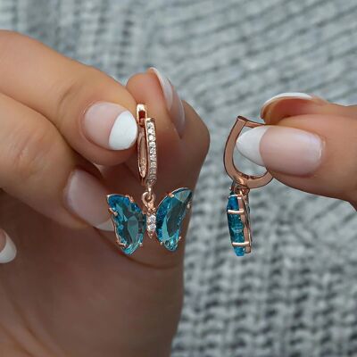 GLASS BUTTERFLY AZUL EARRINGS