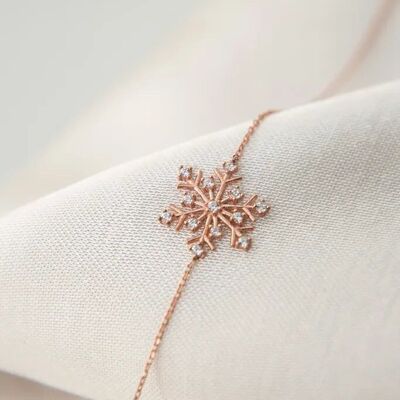 PULSERA ORO ROSA CRISTAL NIEVE