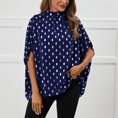 Top largo in lamina d'argento blu navy