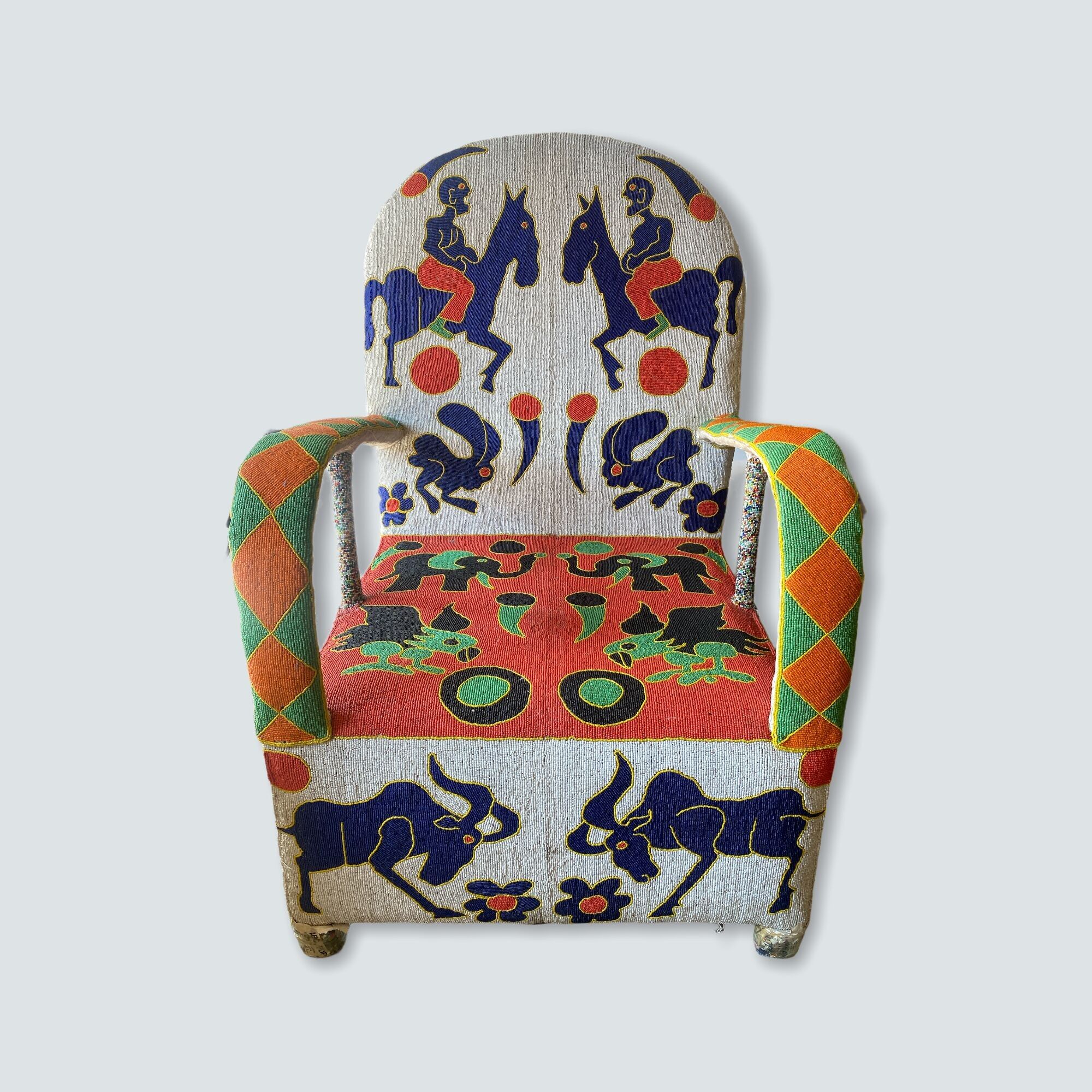 Silla Yoruba Royal con Cuentas