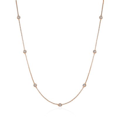 Collier long en or rose avec pierres