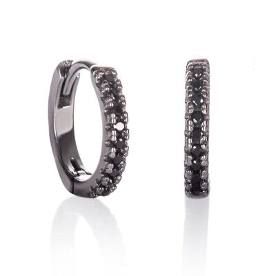 925 Sterling Silver Mini Black Hoop Earrings for Women