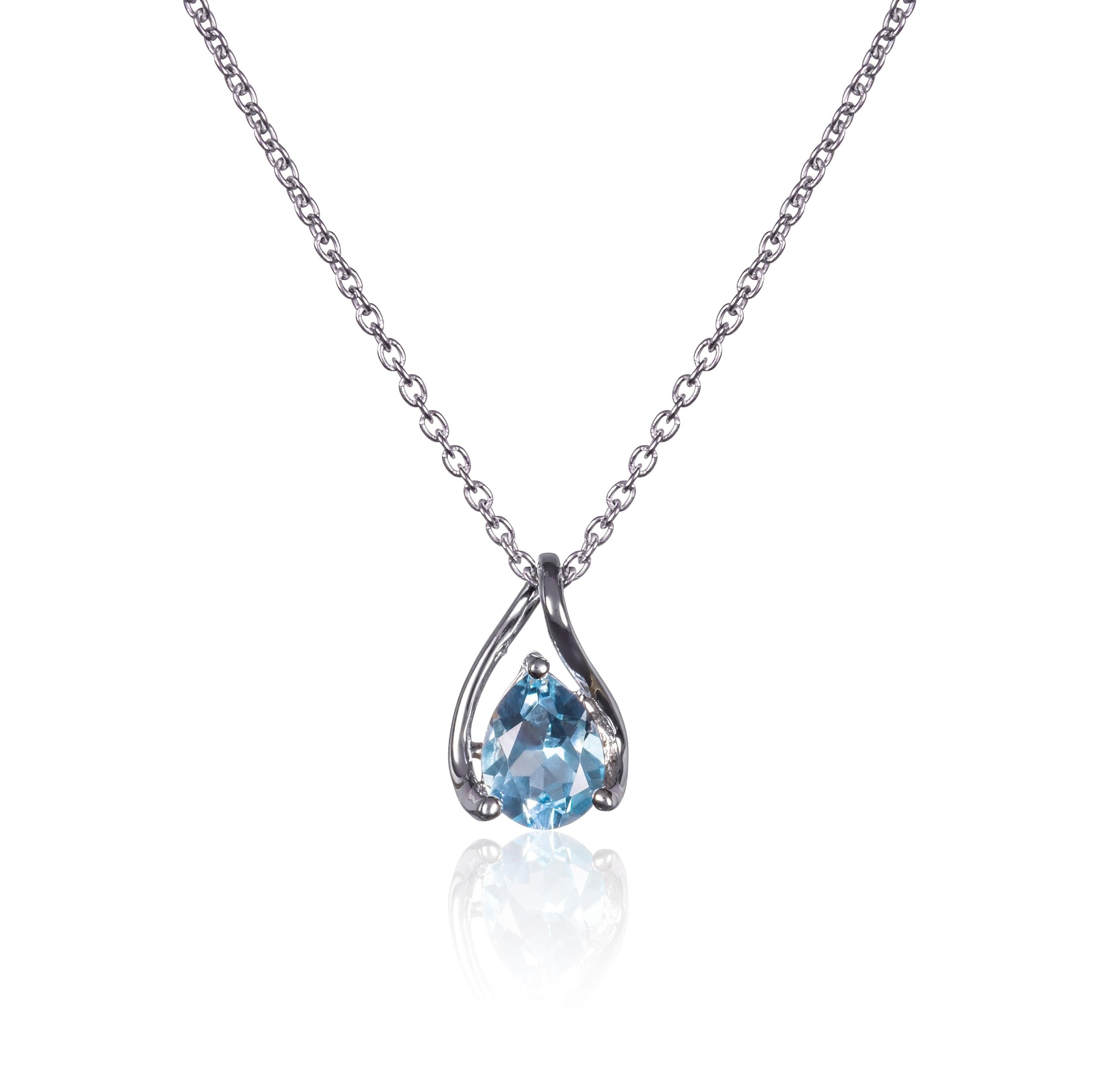 Collana con ciondolo in argento sterling 925 con topazio blu