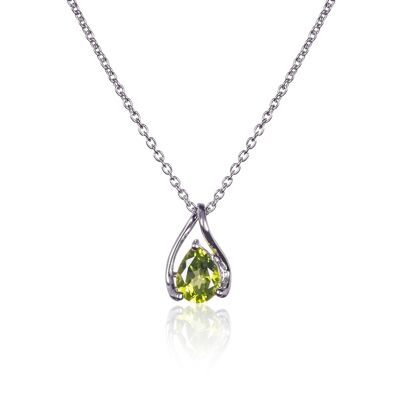 925 Sterling Silver Peridot Gemstone Pendant Necklace