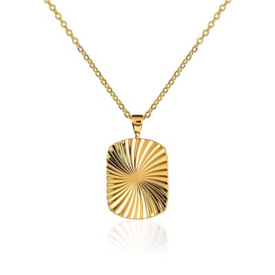 Gold Plated Diamond Cut Medallion Pendant Necklace for Women