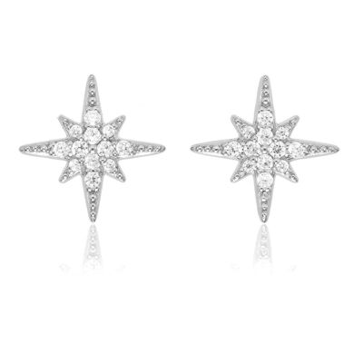 925 Sterling Silver North Star Stud Earrings for Women