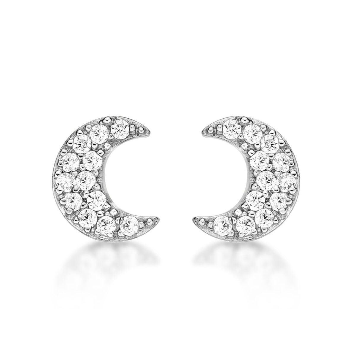 Orecchini a bottone a mezzaluna in argento sterling 925 per donna