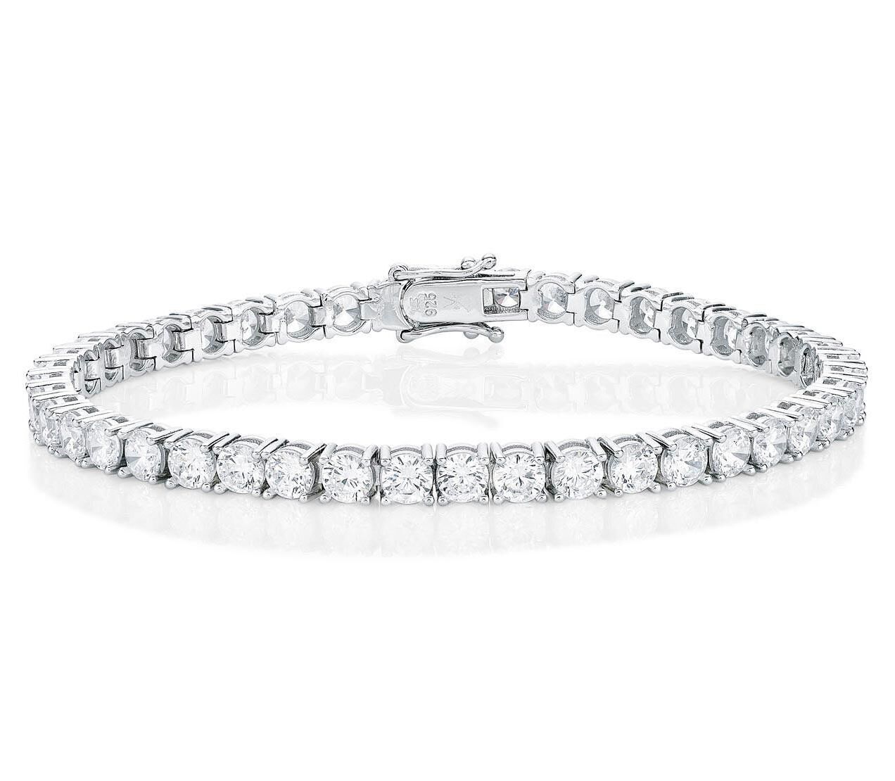 Bracciale tennis in argento sterling 925 per uomo con zirconi cubici scintillanti da 4 mm
