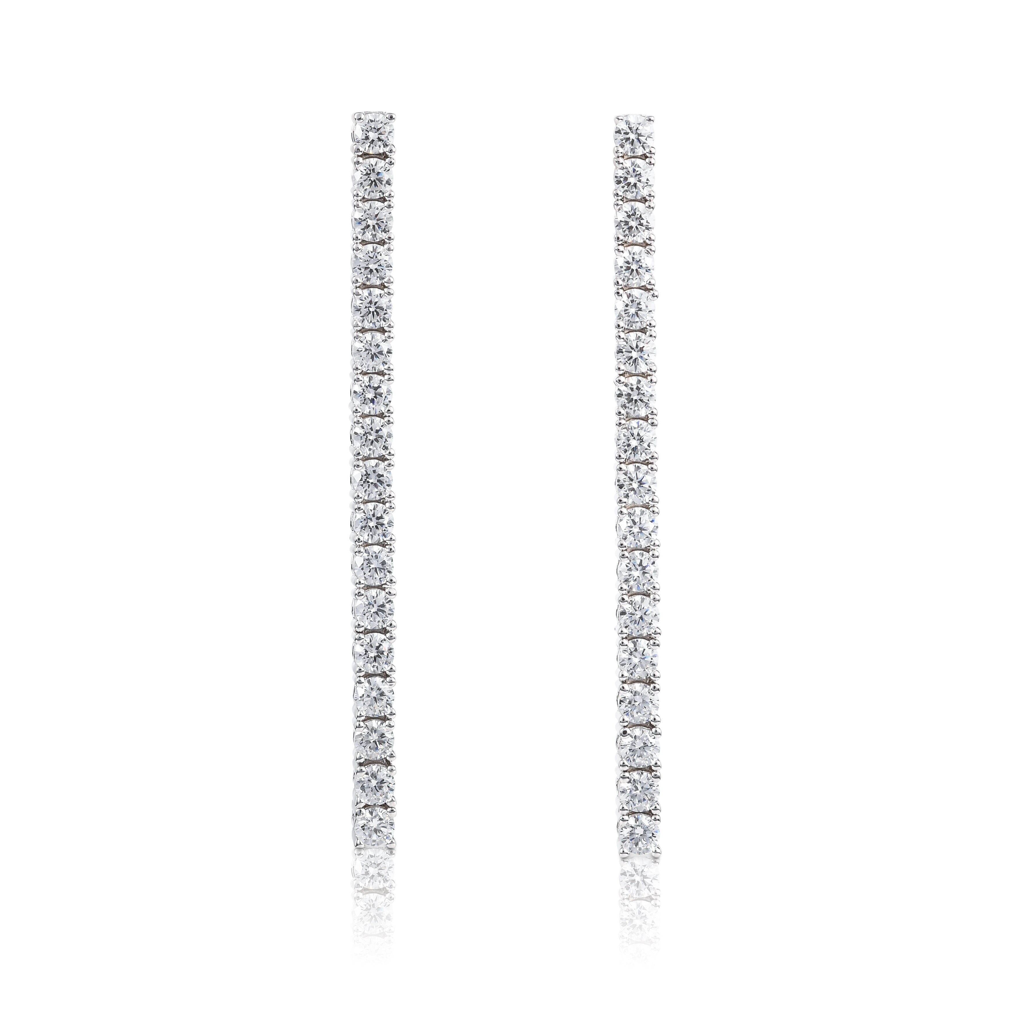 Orecchini pendenti lunghi in argento sterling 925 con pietre di zirconia cubica da 3 mm
