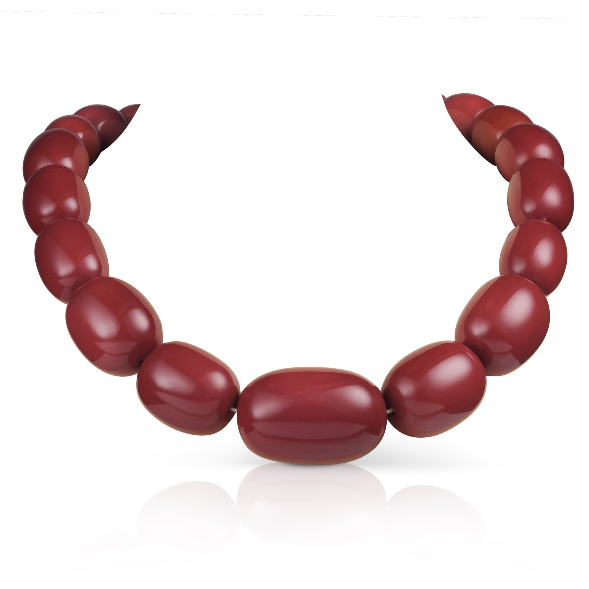 Collana con ciondolo a forma di perline ovali color bordeaux da 20 pollici per donna
