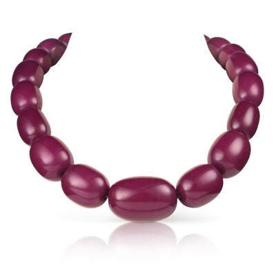 Collier de perles ovales violettes de 20 pouces de long pour femme