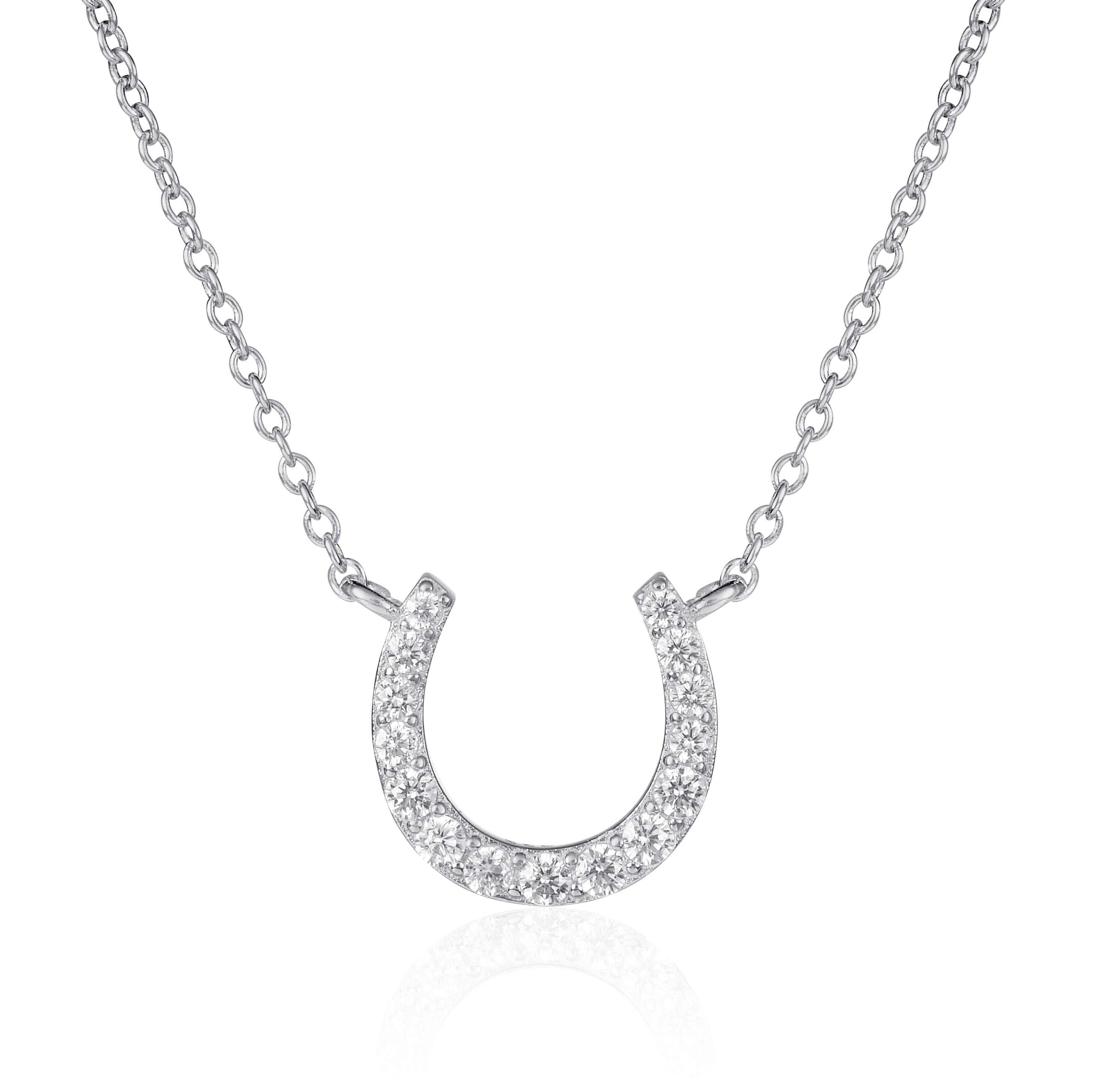 Collana con ciondolo a forma di ferro di cavallo in argento sterling 925 per donna