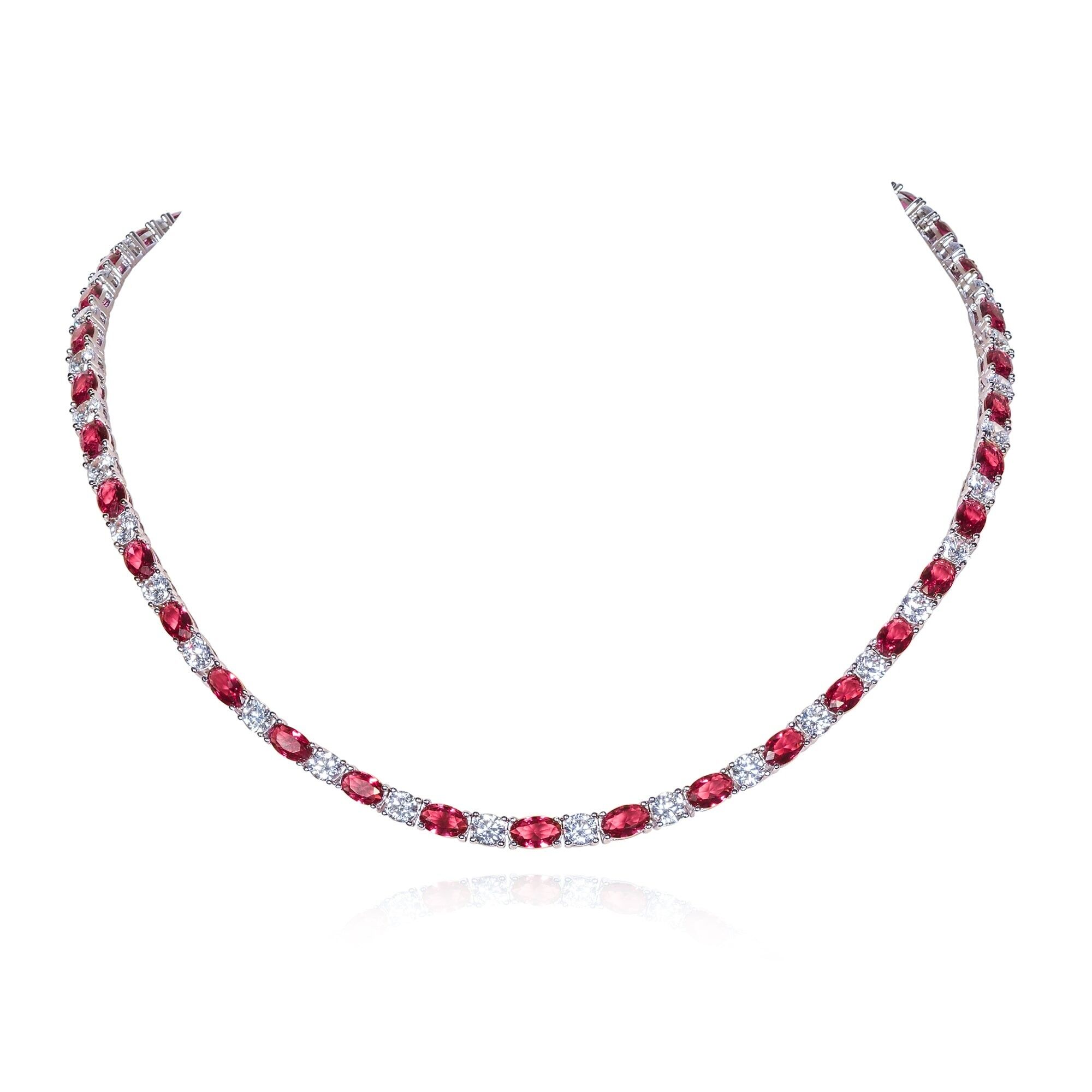 Collana da tennis rossa per donna in argento sterling 925