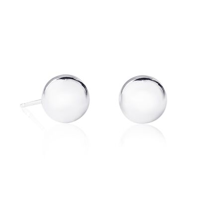 Orecchini a bottone a sfera in argento sterling 925 da 10 mm di diametro per donna