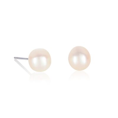 Boucles d'oreilles à tige en argent sterling 925 avec perles d'eau douce pour femmes