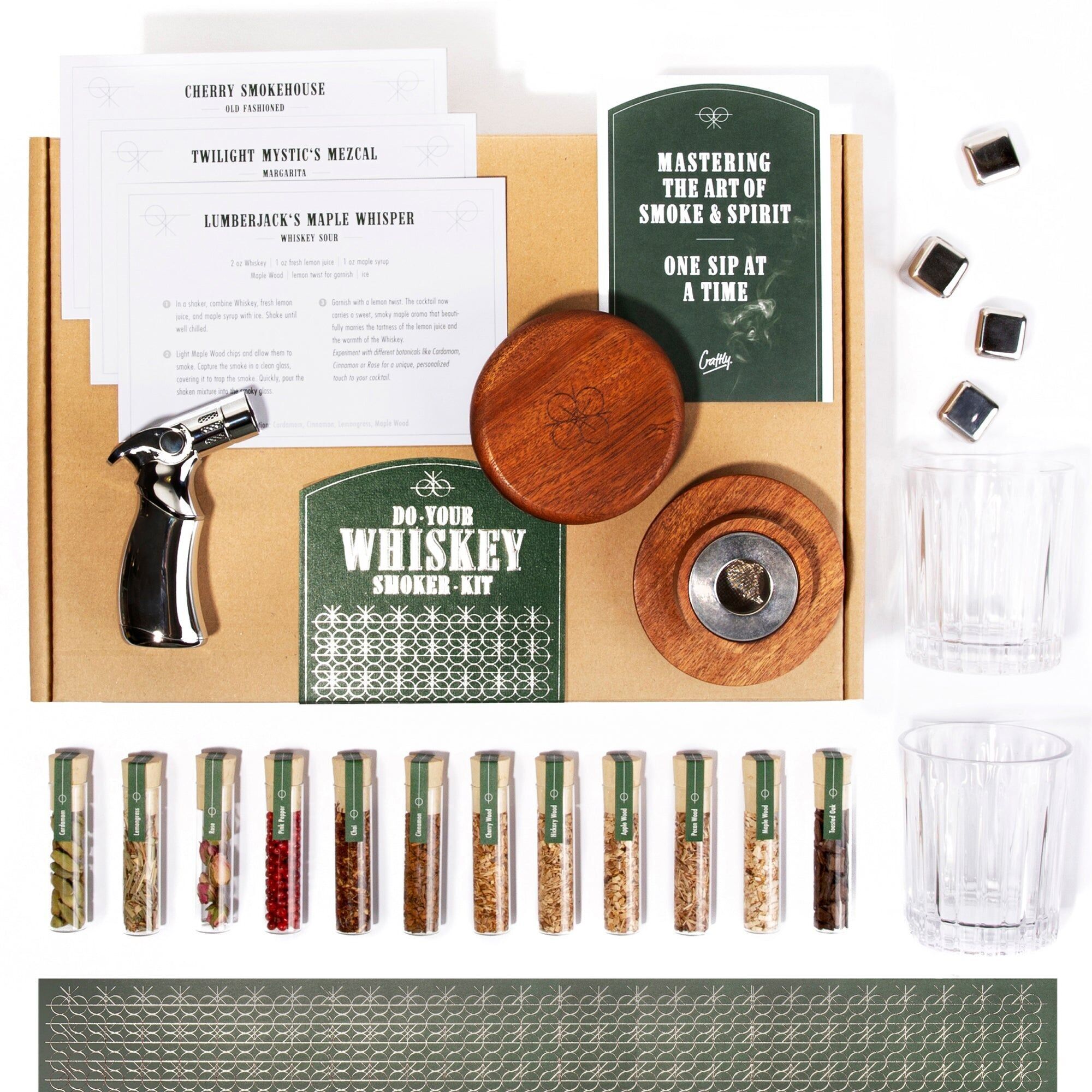 Whisky-Räucherset – Aufguss di whisky e bourbon fai da te con reichhaltigem Raucharoma | Geschenk Unverzichtbares per Whisky-Liebhaber e Hobby-Barkeeper