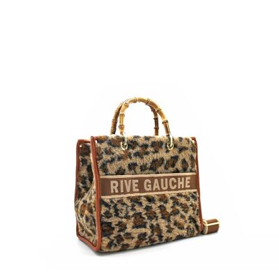 Bolso Moumouth LEOPARD con asas de bambú
