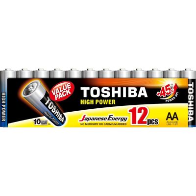 TOSHIBA Pack x 12 pilas ALCALINAS BATT AA LR03 GCP