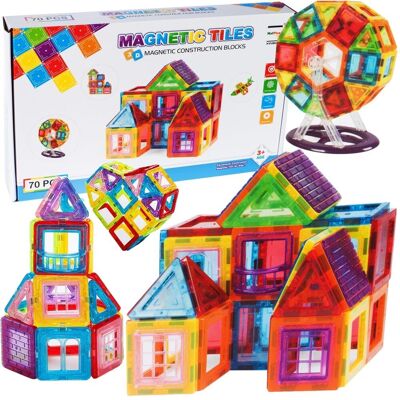 Set di giocattoli di costruzione magnetica intelligente con 70 pezzi, educativo e creativo, "BLOCCO DI COSTRUZIONE MAGNETICO"
