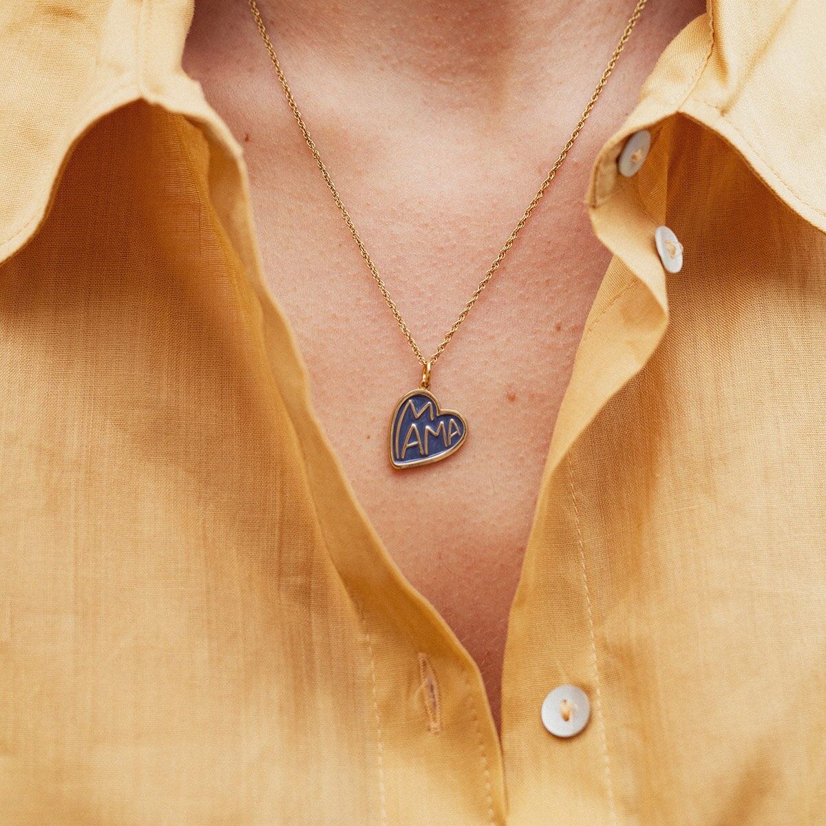 Mama Herz Medaillon - Dunkelblau