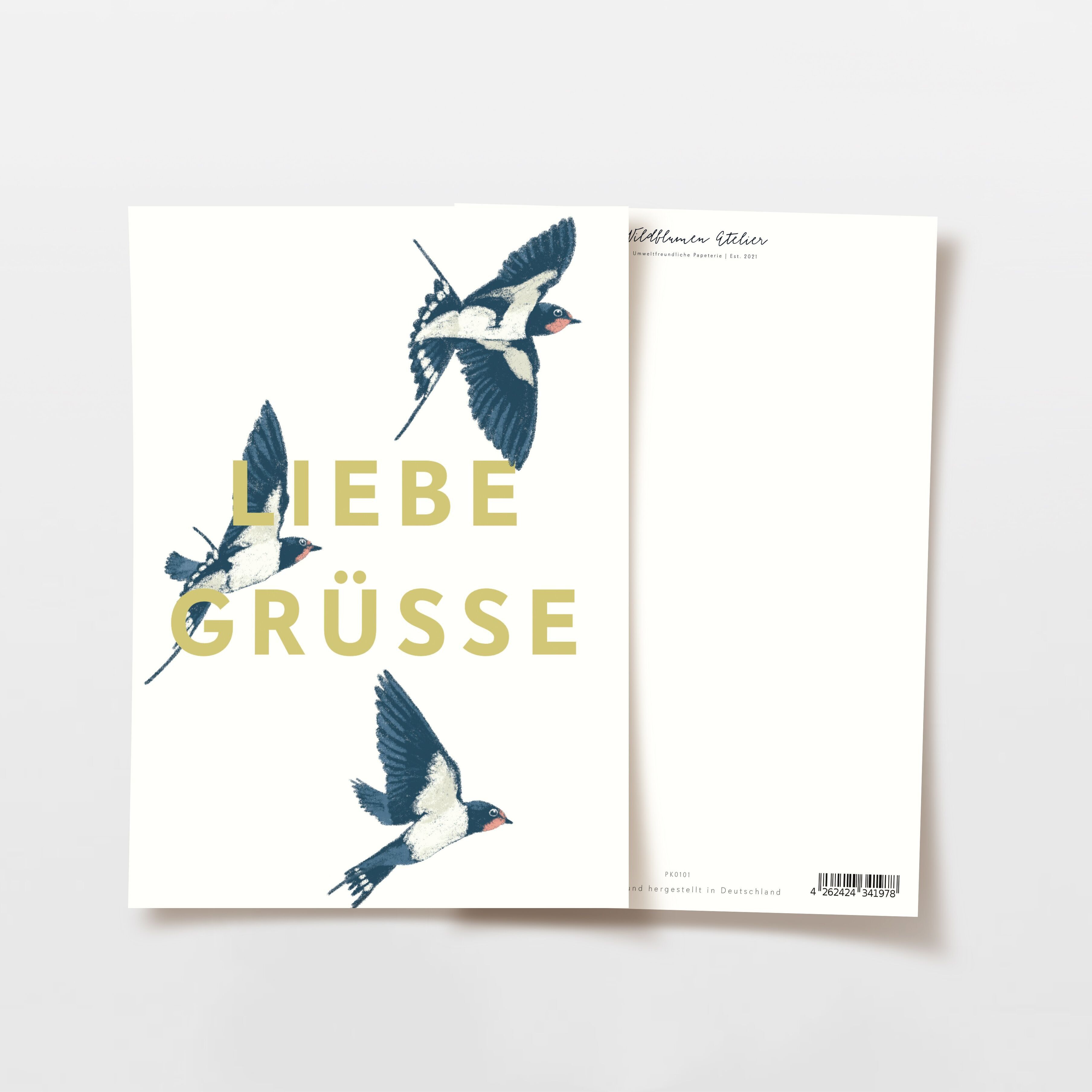 Cartolina con cordiali saluti Rondini, certificata FSC