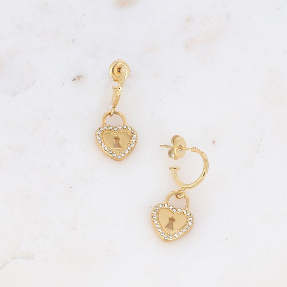 Creolen Amalia – Herz aus Edelstahl, verziert mit Zirkoniumoxiden