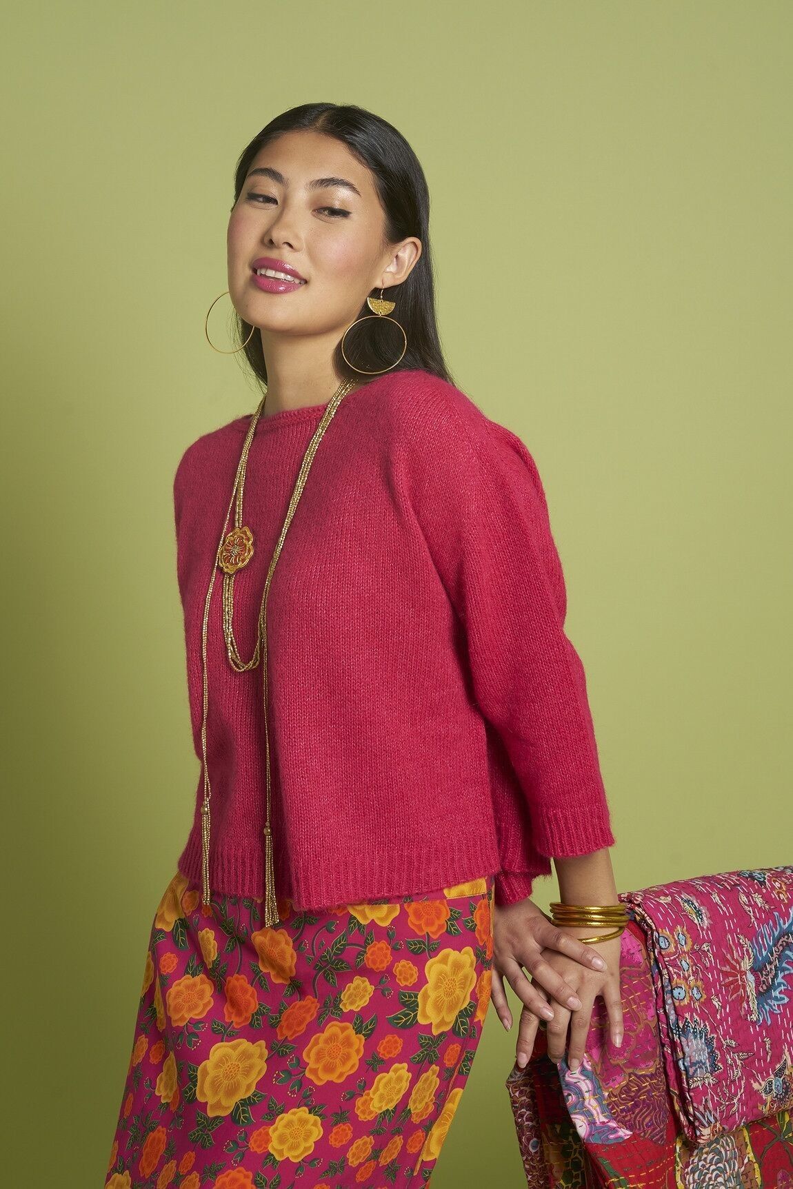 Maglione corto in misto lana Bohemia - rosa