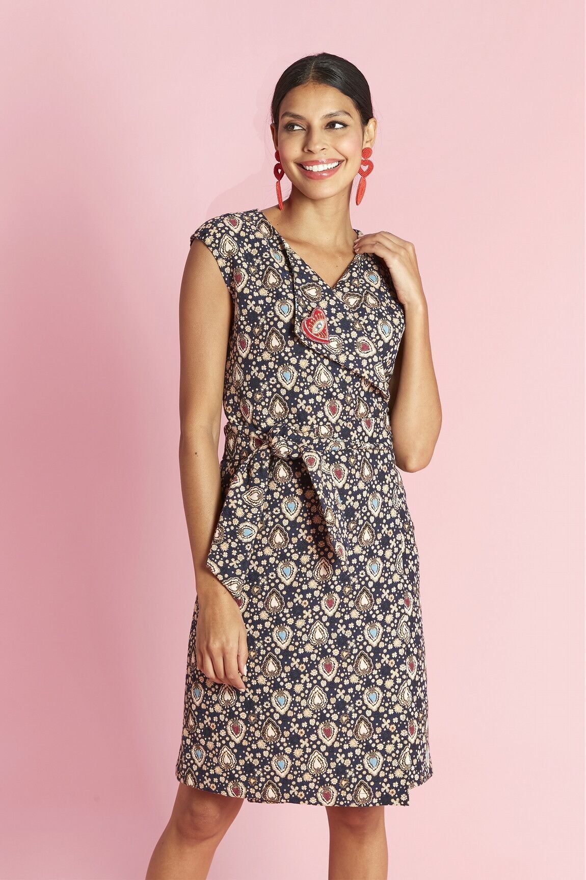 Abito Cache Coeur in tessuto jacquard Luz - blu navy