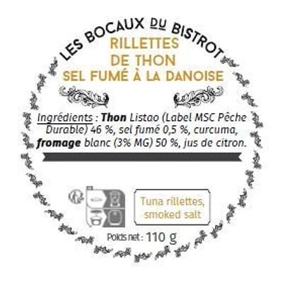 Rillettes di tonno (marchio MSC Pesca Sostenibile), sale affumicato alla "danese" (vaso di vetro / barattoli tradizionali / Aperitivo)