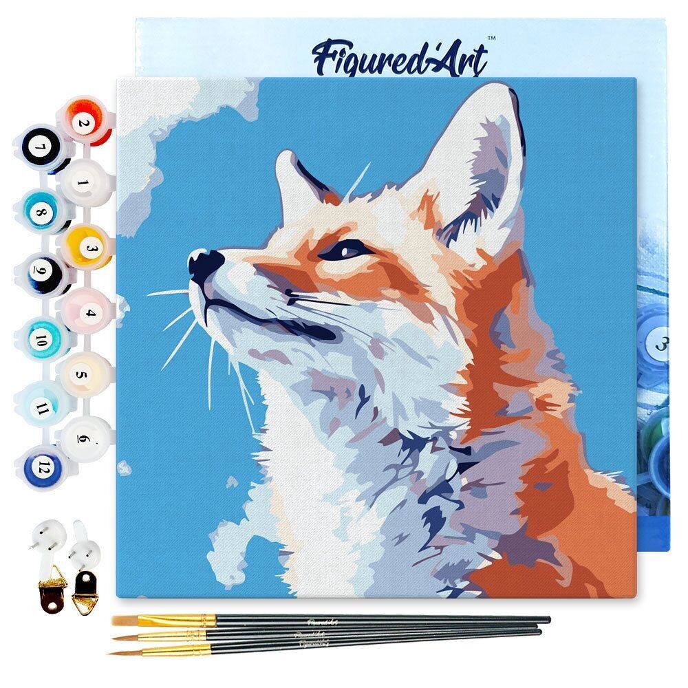 Mini Painting by Numbers 20x20cm con cornice Volpe e cielo azzurro