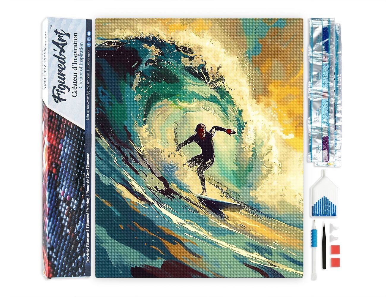 Ricamo diamante - Surfista professionista