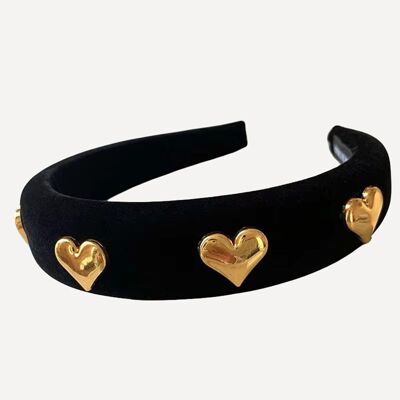 Cinta para el pelo Cœur d'Or – Negra con dorado