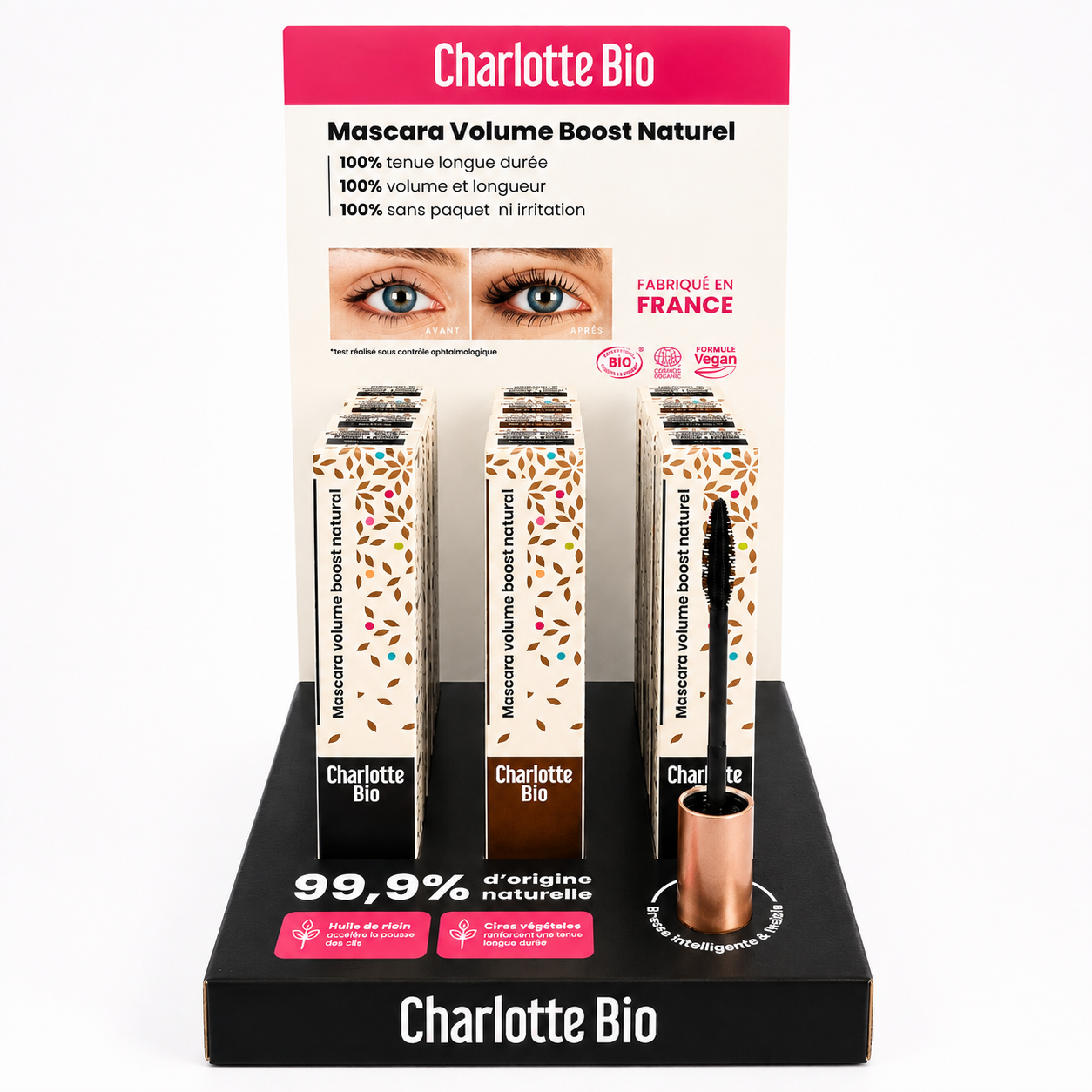 Display of 12 Volume Boost mascaras