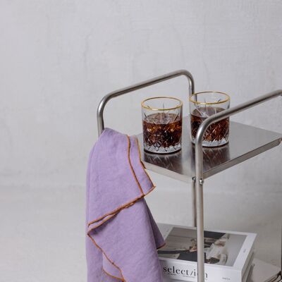 100% Linen Tea towel (dish towel) / Lilac fox contrast detail