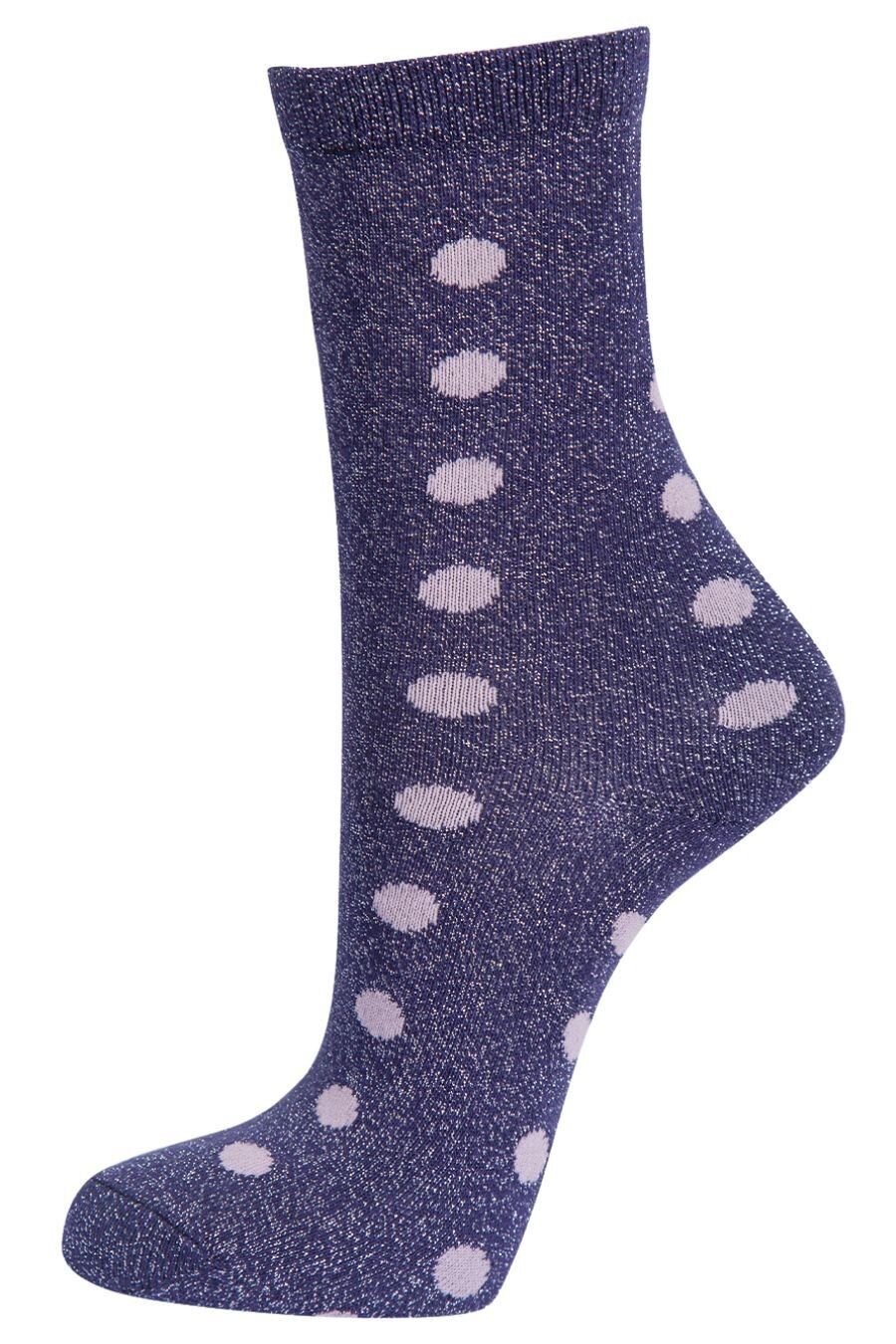Glitzersocken für Damen, gepunktet, glitzernd, Söckchen, schimmernd, Marineblau