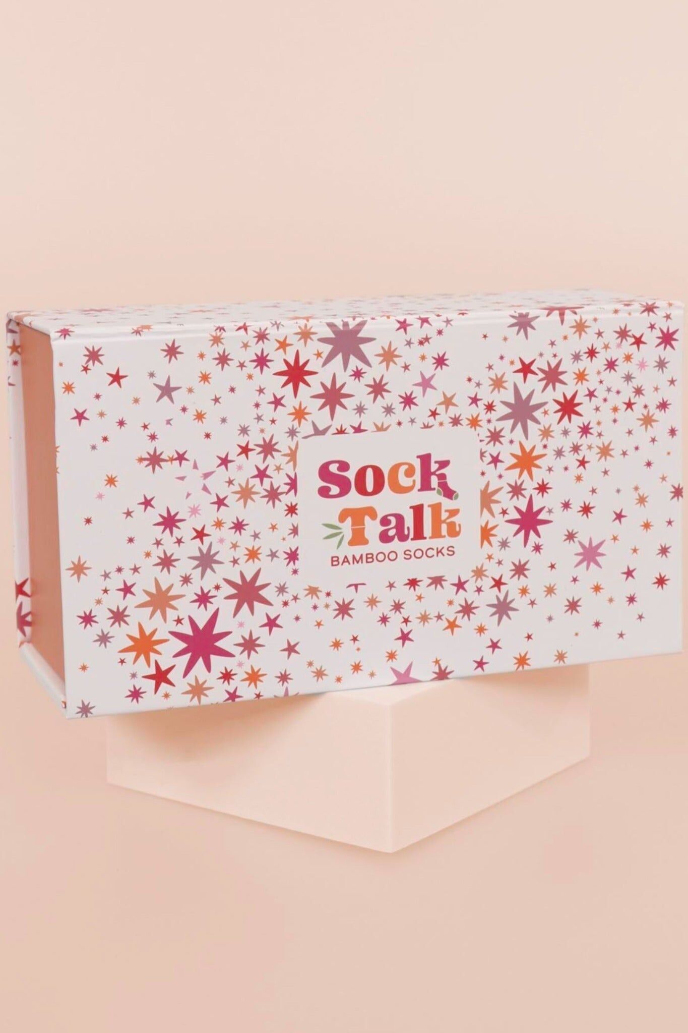 Coffret cadeau Sock Talk à imprimé étoiles roses et oranges (boîte uniquement)