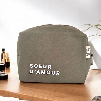 Beauty case SOEUR D'AMOUR ricamato in oliva