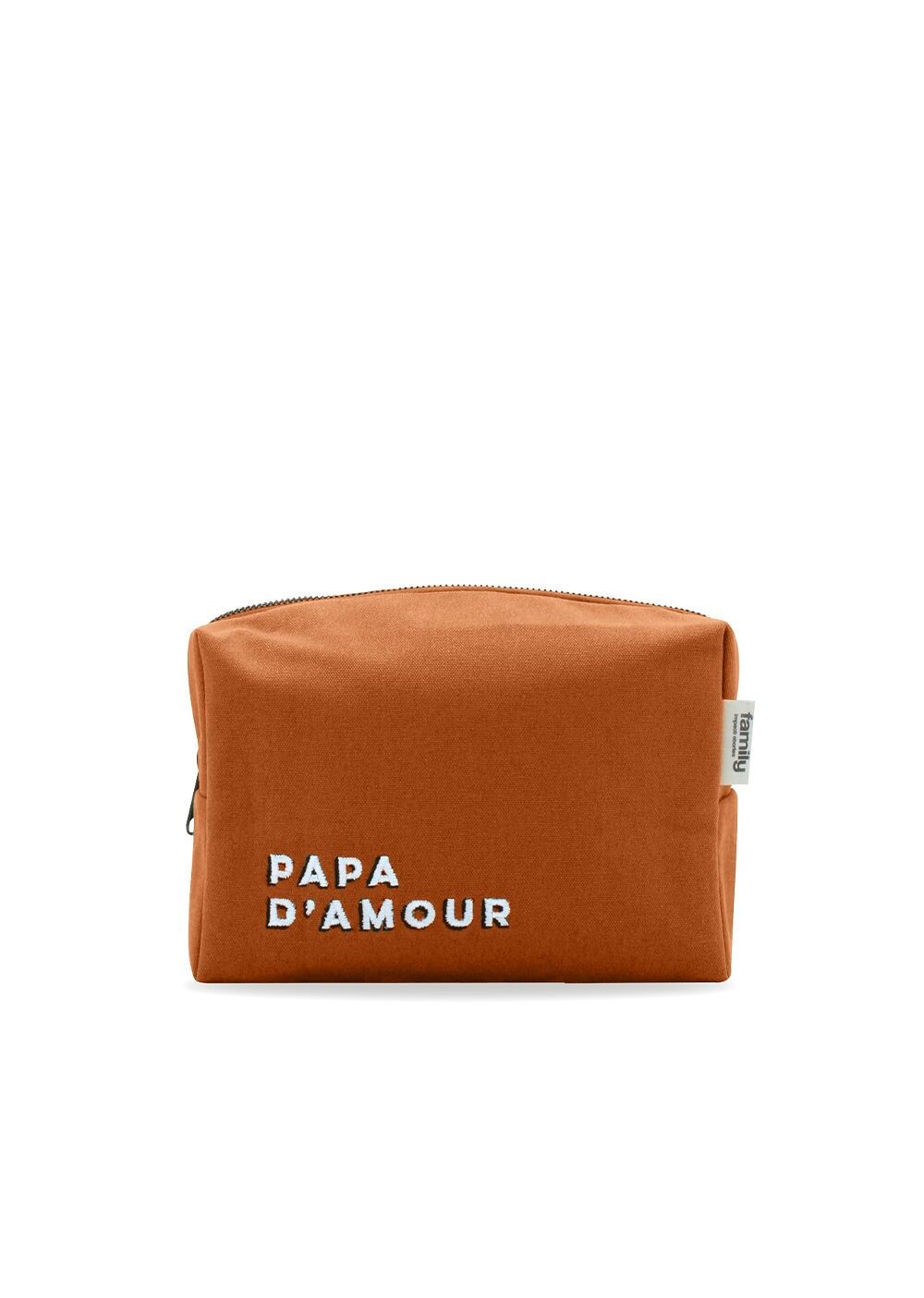 Embroidered toiletry bag PAPA D’AMOUR copper