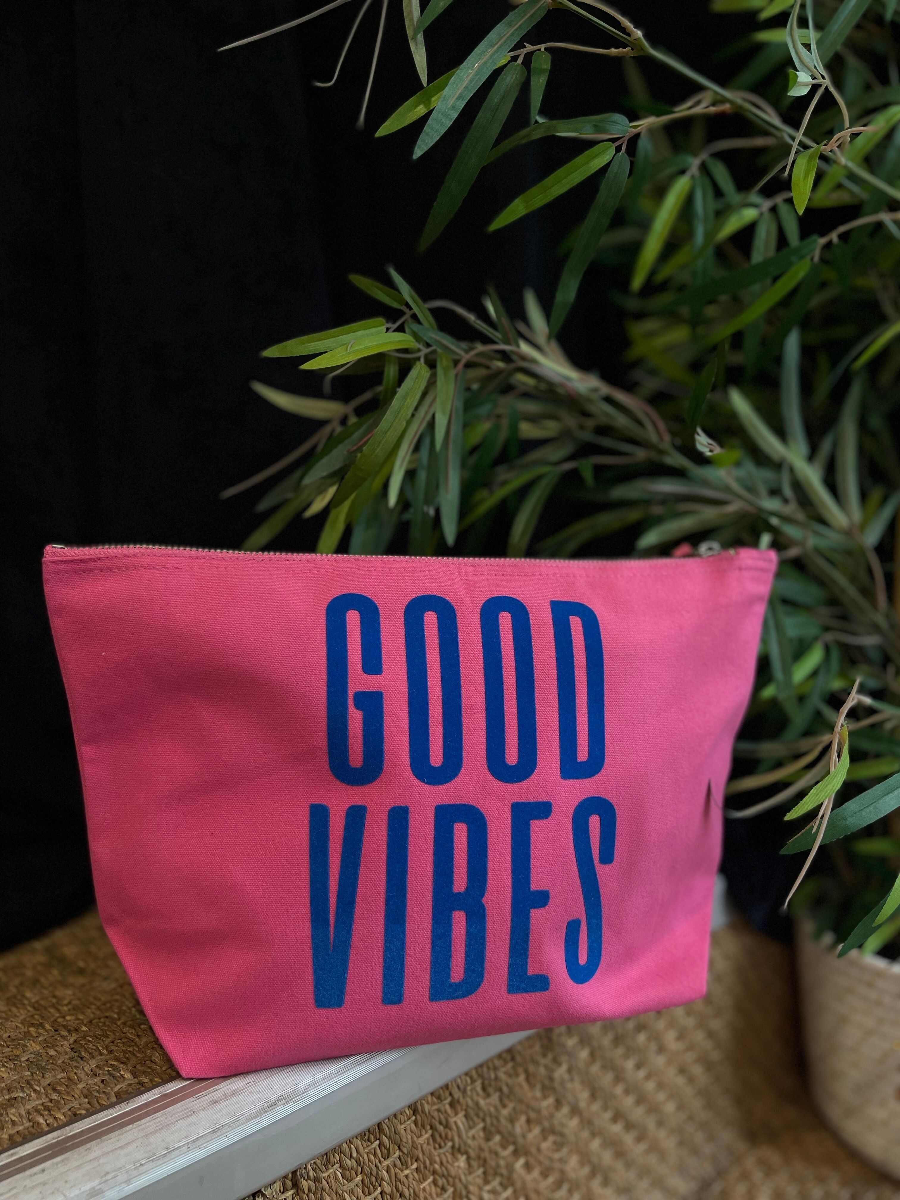 Beauty case XL rosa “Good vibes”